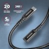 AXAGON BUCM32-CF10AB Kabel przedłużacz Gen2 USB-C - USB-C, 1m, 5A, 20Gbps, PD 240W, oplot, czarny